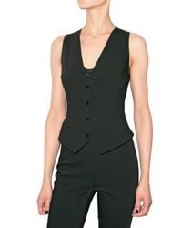 Dolce & Gabbana | Black Stretch Wool Lace Back Vest | Lyst