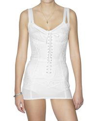 Dolce & Gabbana | White Linen Canvas Lace Bustier Dress | Lyst
