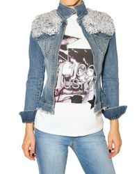 Philipp Plein | Blue Crystal Shoulder Denim Jacket | Lyst
