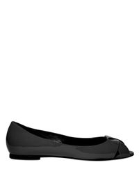 Roger Vivier | Black Patent Open Toe Ballerina Flats | Lyst