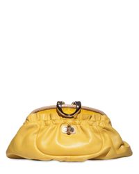 Nina Ricci | Yellow Lambskin Python Piping Clutch | Lyst