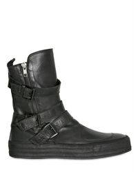 Ann Demeulemeester | Black Side Zipped Calfskin Sneakers for Men | Lyst