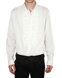 Ann Demeulemeester | White Pleated Plastron Popeline Shirt for Men | Lyst