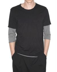Attachment | Black Raw Cut Double Layer Jersey T-shirt for Men | Lyst