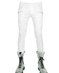 Balmain | White Stretch Denim Slim Fit Biker Jeans for Men | Lyst
