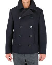 Black Fleece By Brooks Brothers | Blue Wool Melton Pea Coat for Men | Lyst