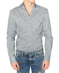 Dolce & Gabbana | Gray Shoulder Epaulettes Striped Poplin Shirt for Men | Lyst