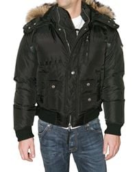 DSquared² | Black Fur Hooded Quilted Sport Jacket for Men | Lyst