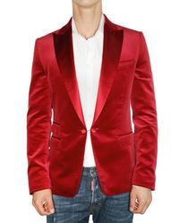 DSquared² | Red Satin Revere Velvet Slim Fit Jacket for Men | Lyst