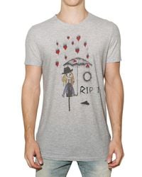John Galliano | Gray Rip It Printed Jersey T-shirt for Men | Lyst
