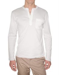 Lanvin | White Raw Cut Jersey Serafino T-shirt for Men | Lyst