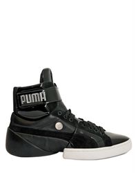 PUMA | Black Patent and Suede Inserts High Sneakers for Men | Lyst