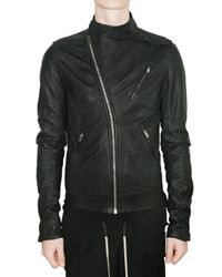 Rick Owens | Black Blistered Lambskin Biker Leather Jacket for Men | Lyst