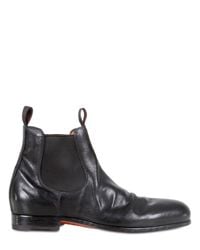 Santoni | Black Jeffry Horse Leather Low Boots for Men | Lyst
