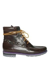 Sergio Rossi | Brown Grainy Calf Ankle Lace-up Boots for Men | Lyst
