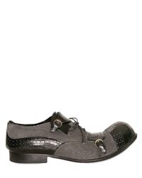 John Galliano | Black Chaplin Cotton Canvas Lace-up Shoes for Men | Lyst