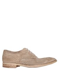 Officine Creative | Natural Suede Brogue Lace-up Shoes for Men | Lyst
