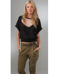 Elizabeth and James | Martha Lace Insert Silk Topblackcream | Lyst