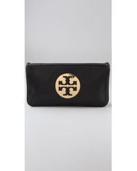 Tory Burch | Black Reva Leather Clutch | Lyst