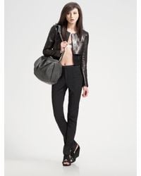 Alexander Wang | Black Cropped Leather Jacket | Lyst