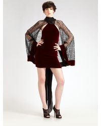 Alexander Wang | Purple Velvet & Lace Cape Dress | Lyst