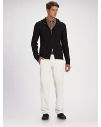 Armani | Black Cable Hoodie Sweater for Men | Lyst