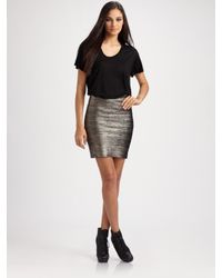 BCBGMAXAZRIA | Metallic Printed Foil Banded Skirt | Lyst
