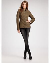 Burberry Brit | Green Quilted Single-breasted Jacket | Lyst