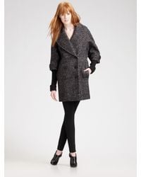 Burberry | Gray Double-breasted Tweed Coat | Lyst