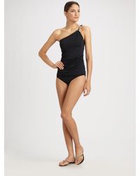 Carmen Marc Valvo | Black One-shoulder Tankini Top | Lyst