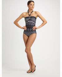 Carmen Marc Valvo | Black Printed One-piece Swimsuit | Lyst