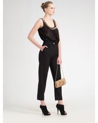 Fendi | Black Pleat-trim Cropped Pants | Lyst
