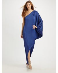 Halston | Blue Long One-shoulder Dress | Lyst