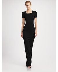 Jil Sander | Black Fitted Long Jersey Dress | Lyst