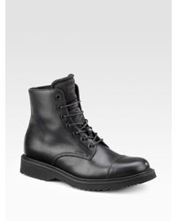 Prada | Black Lace-up Boots for Men | Lyst