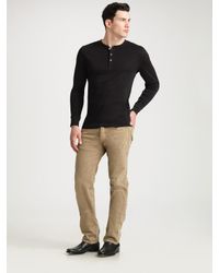 Ralph Lauren Black Label | Black Ribbed Henley Shirt for Men | Lyst