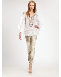 Roberto Cavalli | White Python Skinny Jeans | Lyst