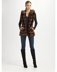 Sherry Cassin | Brown Faux Mink Hooded Vest | Lyst