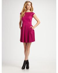 Shoshanna | Purple Boatneck Cap Sleeve Party Dress | Lyst