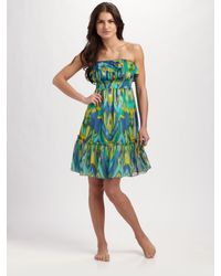 Shoshanna | Multicolor Silk Ikat Ruffled Cover-up Dress | Lyst