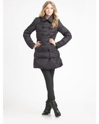 Theory | Black Double-breasted Puffer Coat | Lyst