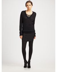 Tory Burch | Black Feather-trimmed Sheath Dress | Lyst