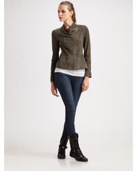 Vince | Gray Asymmetrical Suede Leather Jacket | Lyst