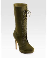 Alexandre Birman | Green Lace-up Suede Boots | Lyst