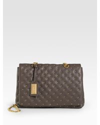 Badgley Mischka | Gray Kelly Stud Small Leather Shoulder Bag | Lyst