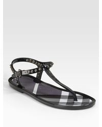 Burberry | Black Jelly Thong Sandals | Lyst