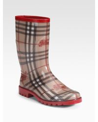 Burberry | Red Rubber Rain Boots | Lyst