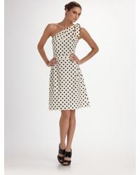 Carolina Herrera | White Polka Dot One Shoulder Dress | Lyst