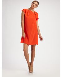 Derek Lam | Orange Draped Silk Asymmetrical Dress | Lyst