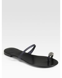 Giuseppe Zanotti | Black Jeweled Toe-ring Sandals | Lyst